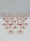 Vintage PINK Diamond Optic glasses 4.5" small Depression Glassware Set Of 9
