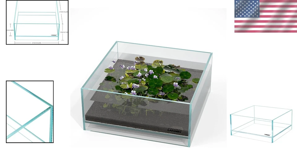 Tanque de aire de vidrio para acuario de 1,6 galones paisaje sin borde Foto 2 de 4