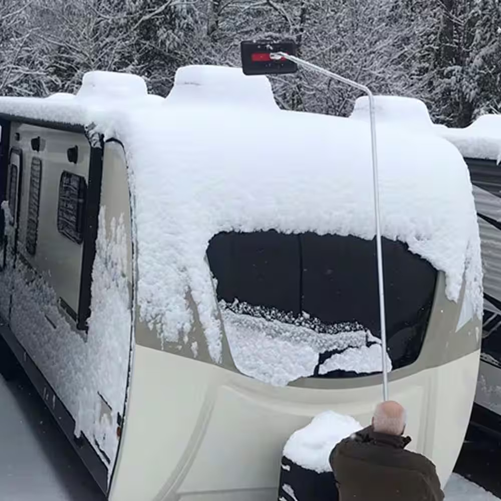 Oversized Foam Snow Rake with 3-Piece 12 Ft. Handle for Large Vehicles, RV, Work