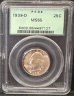 1939-D WASHINGTON QUARTER PCGS MS65