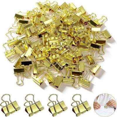 100 Stück Foldback Klammern, 19 mm Binderclips Metall in Gold, stabile 