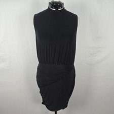 Soprano Dress Women's 2X Black Stretch Sleeveless Bodycon Wrap Midi Mock Neck
