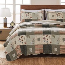 Greenland Home Sedona Quilt Set, Full/Queen 3 Piece , Gray