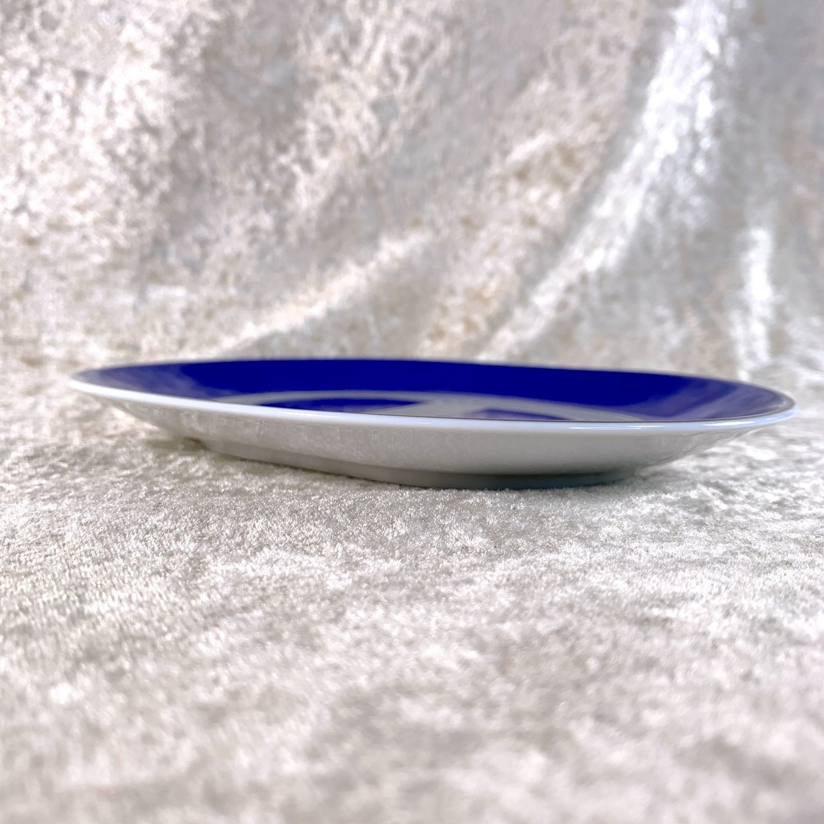 Hermes Rallye 24 Oval Small Plate Red & Blue Porcelain Tableware