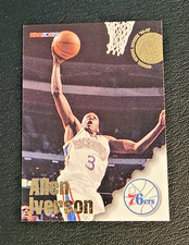Allen Iverson Rookie Card ( 1996-97 NBA Hoops - #295 76ers HOF Legend RC ). rookie card picture