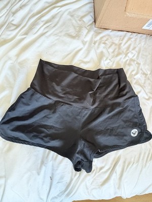 ROXY Women s Black Solid Knit Yoga Activewear Athletic Shorts Elastic Waist