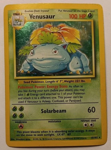 Venusaur 15/102 Base Set Holo Rare Vintage Pokémon TCG