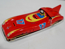 RACE CAR WITH MOVABLE AIR BRAKE WING--FRICTION-ALL TIN-11" LONG- JAPAN- WORKS