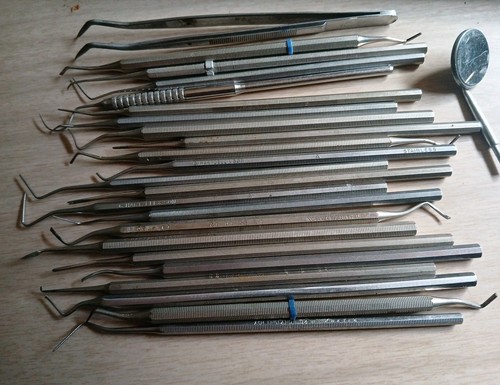 Lot of 23 Vintage Dental Dentist Stainless Steel Tools