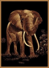 Modern Black Africa Carpet 5x8 Elephant Safari Area Rug : Actual 5' 3" x 7' 2"
