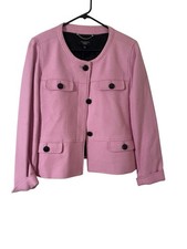 Talbots Size 16 Petite Pink Texture Knit Three Button Blazer Classy Old Money