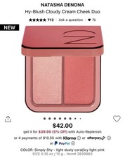 NATASHA DENONA Hy-Blush Cloudy Cream Cheek Duo Shade Flirty Flush NEW