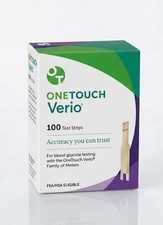 100 One Touch VERIO Diabetic Glucose Test Strips  1x100ct  Exp 12-31-2026