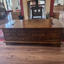 Laura Ashley Garratt Dark Chestnut 12 Draw Coffee Table With Storage Good Cond