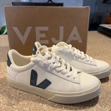 Veja Campo Chromefree Leather White Blue California Sneakers Shoes EU 38 / US 7