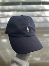 Polo Ralph Lauren Cotton Chino Cap - Adjustable Strap Curved Brim - Navy-White