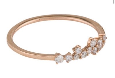DJULA Paris France Delicate Diamond FAIRYTALE Ring 18K Rose Gold Stackable Sz 6