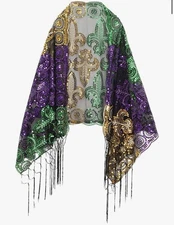 Women's Floral Lace Scarf Shawl Lightweight Sheer Soft Mesh Fringe Shawls