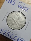 1965 canadian quarter - 80% silver coin - F+