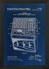 Jukebox Patent Blueprint Framed Wall Art Poster Canvas Print Picture