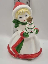 Rare MCM Christmas Figurine Girl in Festive Dress UCAGCO Vintage 1950s