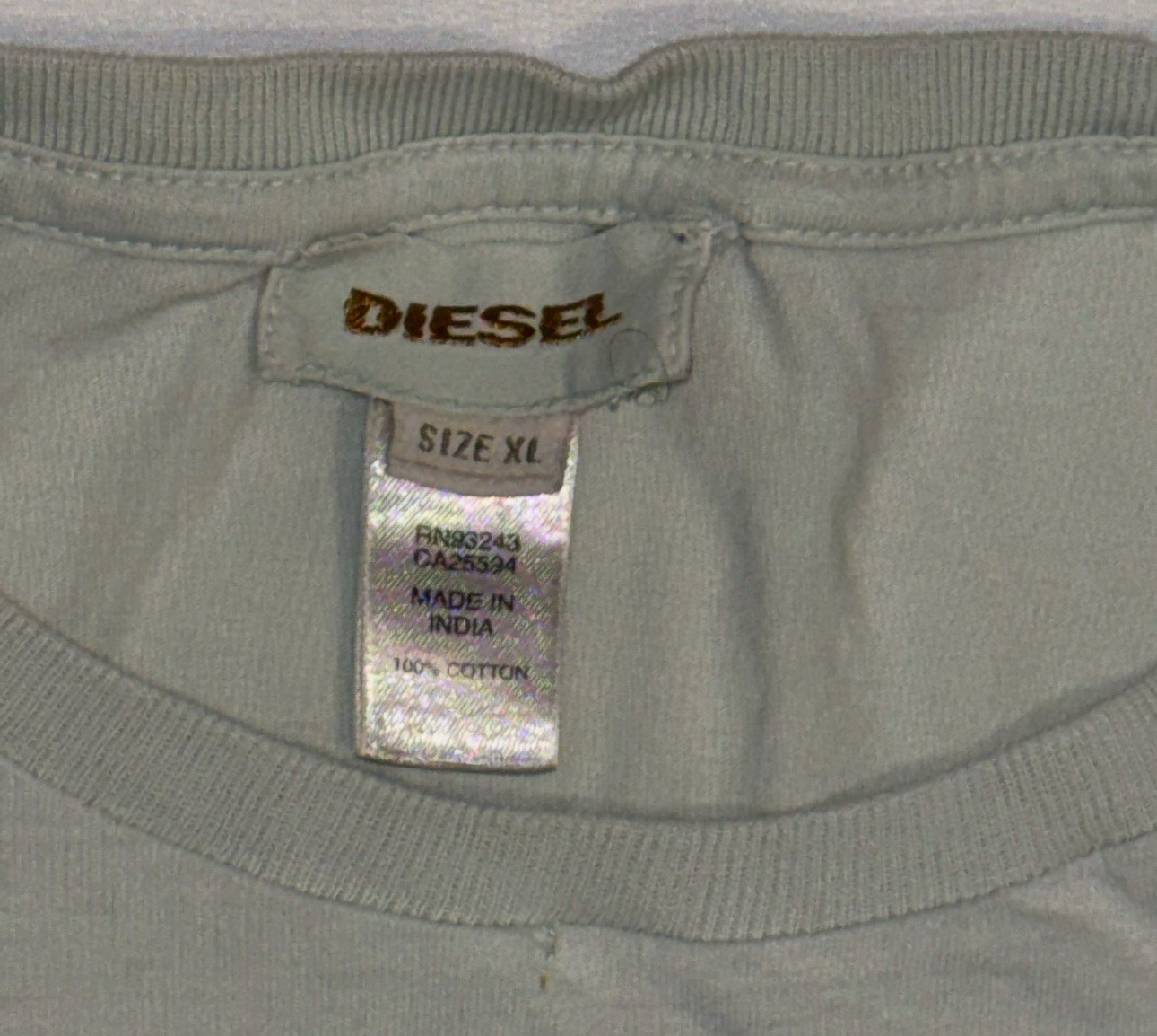 Diesel  IND Vintage Born To B Brave Rare Grey Green Graphic Tee Distressed SZ.XL image 2
