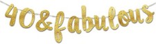 40 Fabulous Glitter Banner Happy 40th Birthday Party Banner for Wedding Party