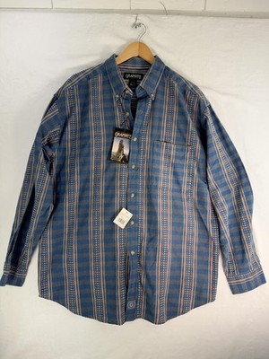 Graphite Jeanswear Shirt Mens Large Blue Sky Dune Stripe Button Up Cotton NWT