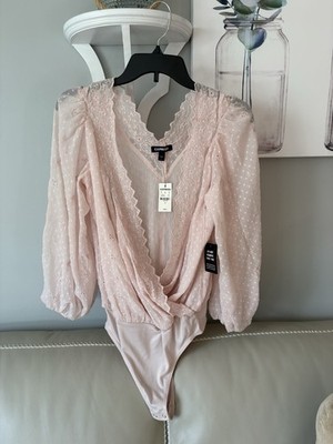 Express Womens Top  Pink Lacy Body suit Small