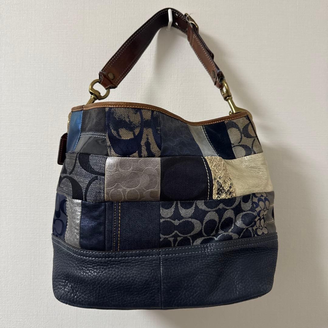 Coach Patchwork Handbag Leather Shoulder Bag Purs… - image 3