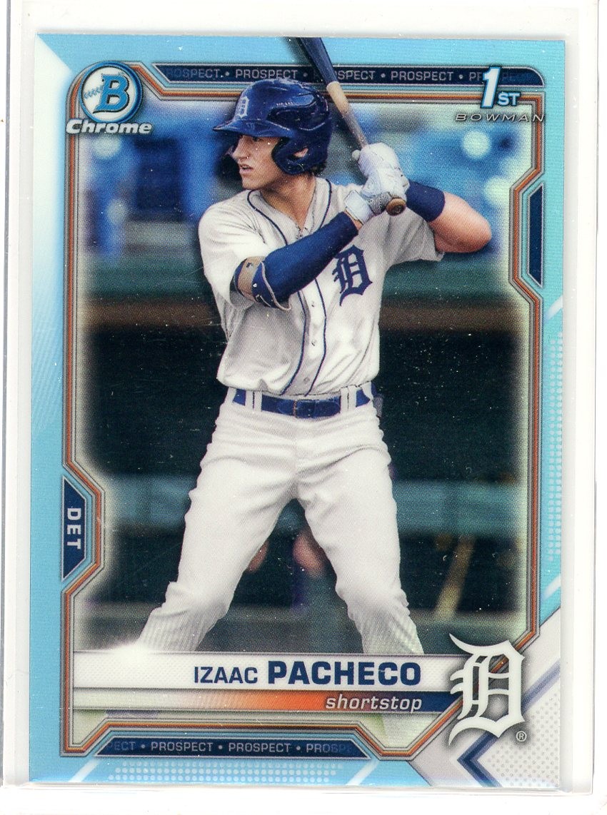 2021 Bowman Draft #BDC-46 Izaac Pacheco Chrome Sky Blue Refractor