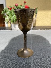 Kubek vintage, kielich wykonany z mosiądzu lub srebra niklowego z grawerowanymi wzorami verzi