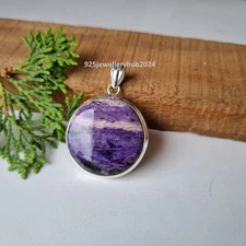 Nice Charoite Gemstone Pendant 925 Sterling Silver Gift For Her Pendant  PG6755