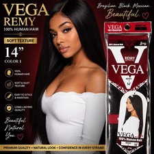 Zury Vega Remy 14  100 Human Hair Weave Straight Soft Texture Color 1