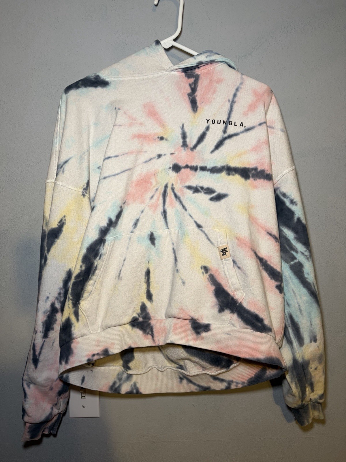 YoungLA Hoodie Mens Medium Tie Dye Sweatshirt Flower Workout Gym FITS LIKE SMALL