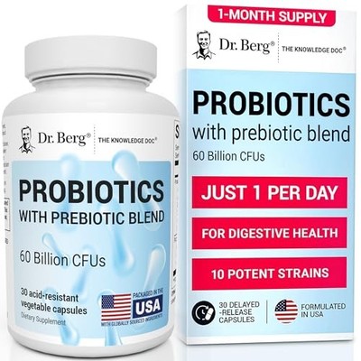 Dr. Berg Probiotic Supplement (60 Billion CFUs) - Helps Ease Occasional