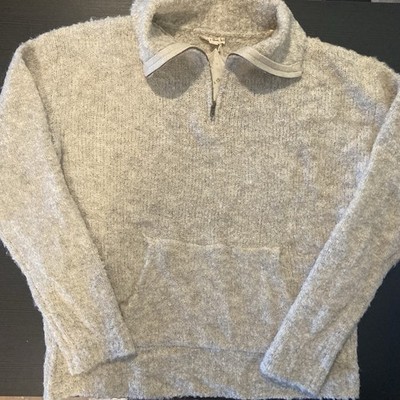 NEW - Hem & Thread - Women s Quarter Zip Textured Cream/Oatmeal Sweater - Large