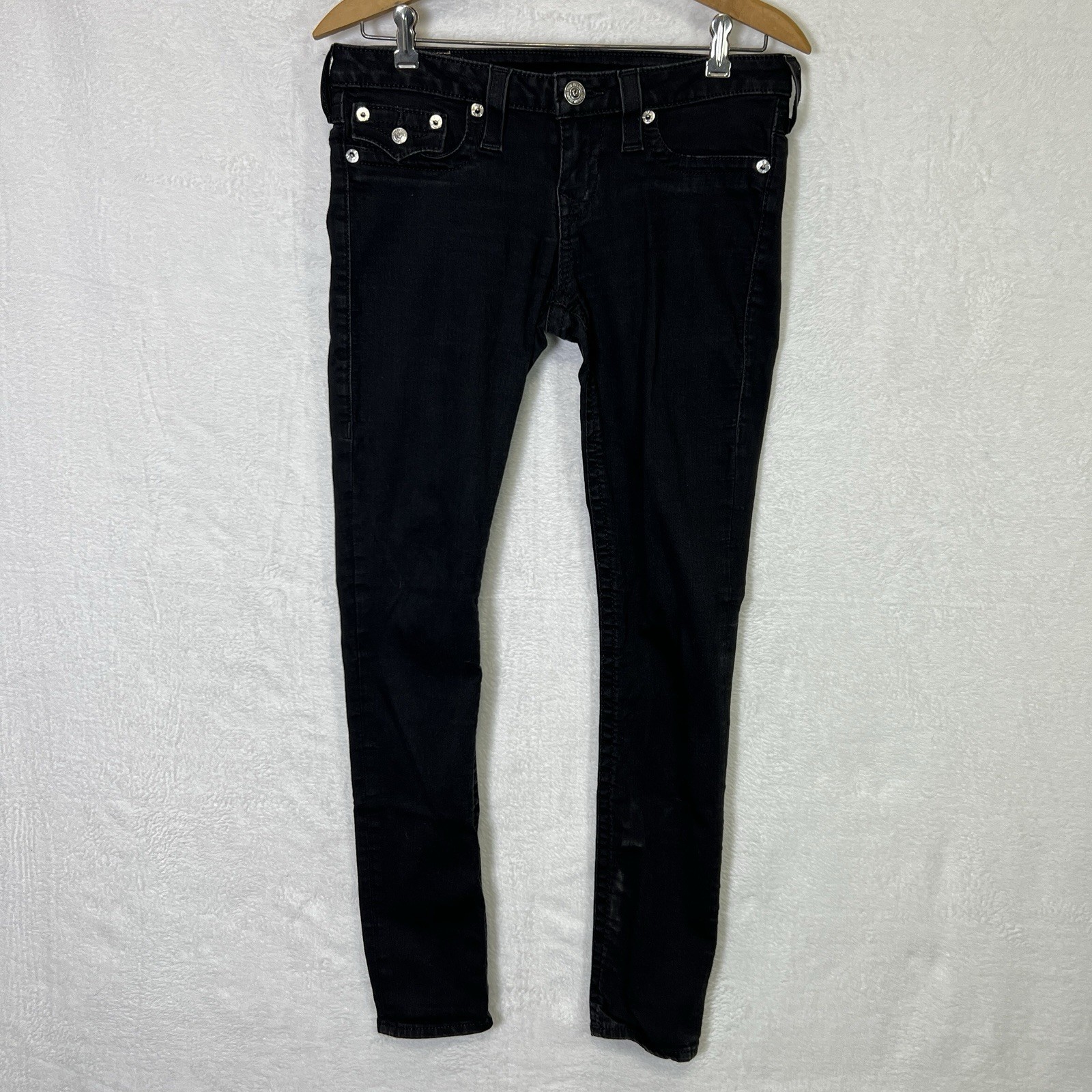 True Religion Skinny Flap Jeans Womens 29 Blue Denim Stretch