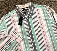 Tommy Hilfiger NWT Dress Shirt Men's L Large 17" x 33" Stripes Spring ThFlex