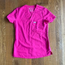 FIGS Pink Solid Medical Scrub Top XXS