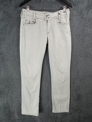 Levis Jeans Damen W32 L32 Grau Weiß Tapered Slim Stretch Taschen Denim Zip Fly