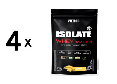 4 x Weider Isolate Whey 100 CFM (420g) Banana (65,47 EUR/kg)