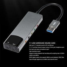 7.1 USB Surround Sound Card For High Resolution Music Gaming PC Silver JYCT