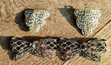 Shoe Clips Vintage Musi Rhinestone Bow Silver Tone Art Deco