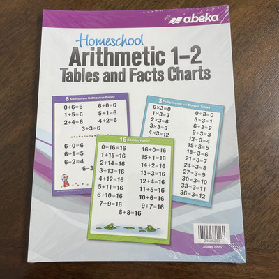 Abeka Homeschool Arithmetic 1-2 Tables & Facts Charts BRAND NEW, in plastic wrap