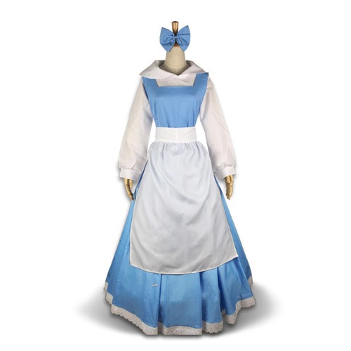 Die Schöne und das Biest Prinzessin Belle Dienstmädchen Kleid Kostüm Halloween Karneval Anzüge - Bild 2 von 7