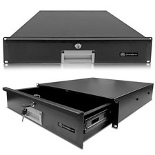2U Locking Rack Drawer by AxcessAbles 15" Deep Secured Metal Server Rack Mo...