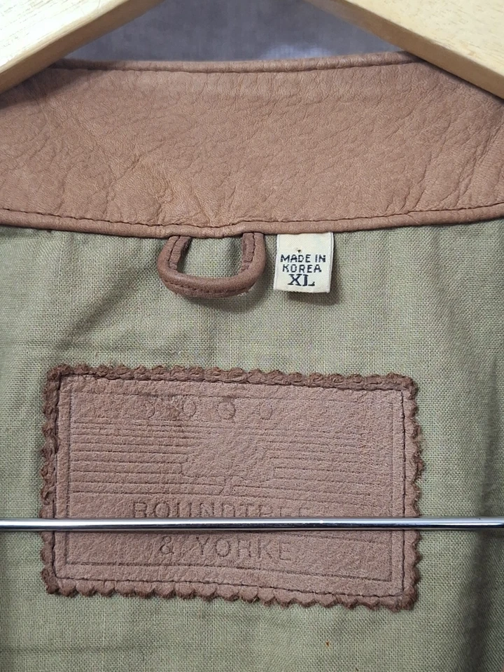 Chaleco de cuero vintage Roundtree & York para hombre XL marrón 3 botones Western Grunge años 90 Foto 3 de 4
