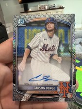 CARSON BENGE 2025 Bowman Chrome Mega Steel Metal Mojo Refractor Auto /100 Mets
