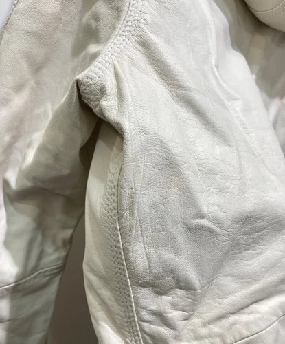 Diesel Processed Hooded Leather Jacket Men's Size S White image 9